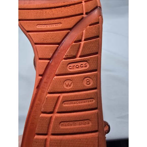 Crocs Womens Sexi Flip Sandals Comfort Jelly Casual Strappy Thong Orange Size 8 - Picture 12 of 14